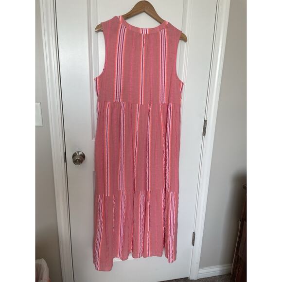 Vineyard Vines Women's Sleeveless Striped Neon Pop Maxi Midi Dress Size Large L - Picture 11 of 14